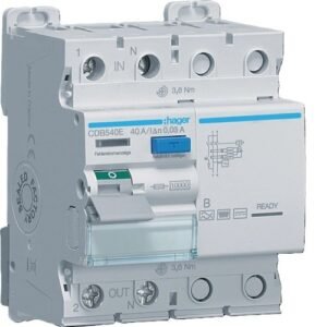 Intreruptor diferential RCCB Hager CDB540E, 1P+N, 10kA, 40A, 30mA, 4M, Tip B