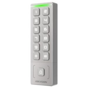 Cititor proximitate cu tastatura Hikvision DS-K1T809EX, card EM, cod PIN, Wiegand, aparent, 1000 utilizatori