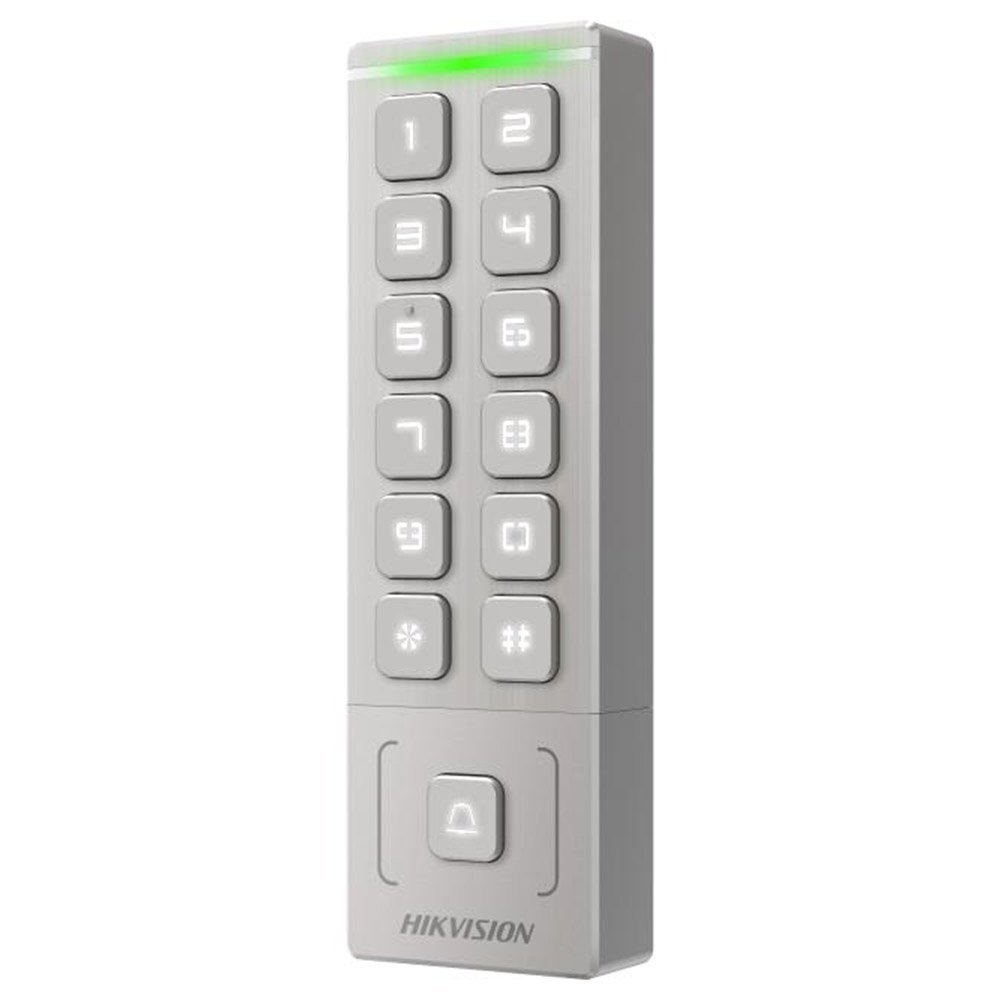 Cititor proximitate cu tastatura Hikvision DS-K1T809EX, card EM, cod PIN, Wiegand, aparent, 1000 utilizatori