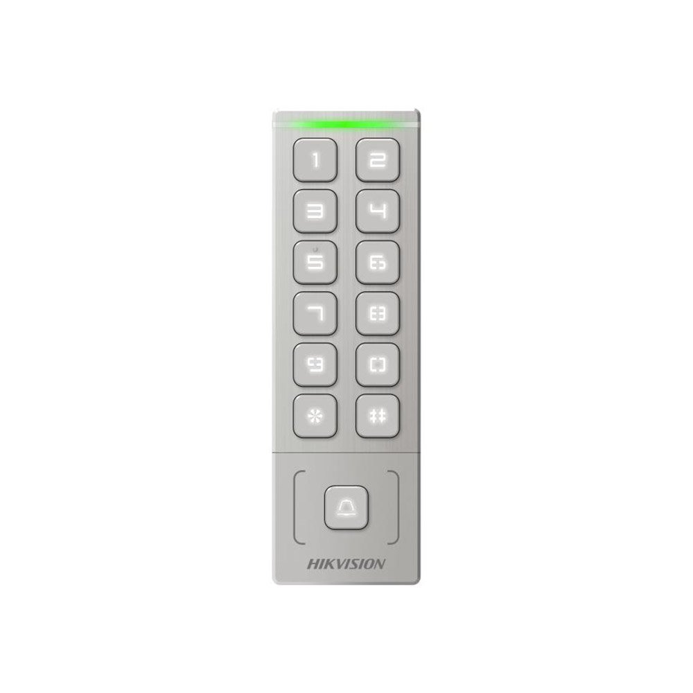 Cititor proximitate cu tastatura Hikvision DS-K1T809MWX, WiFi, PIN, card M1, difuzor, 1000 utilizatori, 5000 carduri