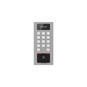 Post interfon exterior cu cititor proximitate si tastatura Hikvision DS-K1T502DBFWX, card M1, DESfire, amprenta, bluetooth, PIN