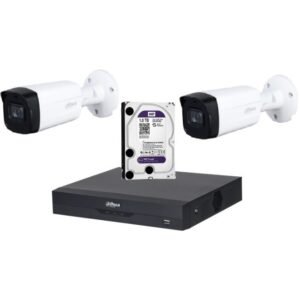 Sistem de supraveghere Dahua DH-2CEXT80M-5MP_HDD HDCVI cu HDD si 2 camere de exterior de 5MP, IR 80m, Starlight
