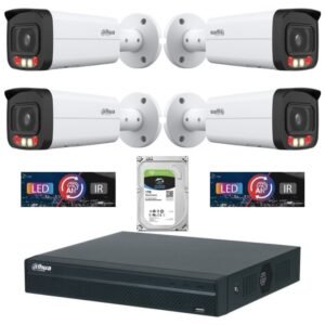 Sistem de supraveghere IP Dahua DH-4CEXT50MIP2-8MP3.6 cu 4 camere de 8MP, Smart Dual Light 50m, microfon, PoE