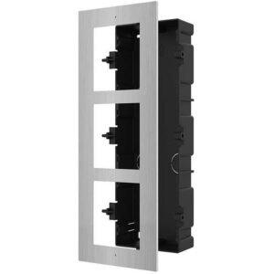 Panou frontal pentru 3 module videointerfon modular Hikvision DS-KD- ACF3/S, otel inoxidabil, incastrat