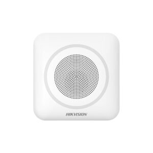 Sirena stroboscopica wireless de interior Hikvision AX PRO DS-PS1-II-WE-R, protocol Cam-X, RF 1000 m, microfon si difuzor, 110dB, 868 MHz, LED rosu