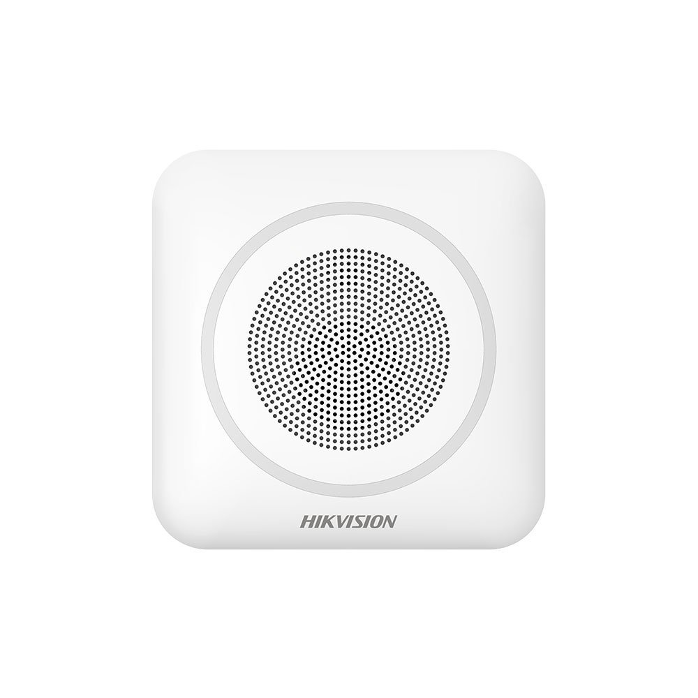 Sirena stroboscopica wireless de interior Hikvision AX PRO DS-PS1-II-WE-R, protocol Cam-X, RF 1000 m, microfon si difuzor, 110dB, 868 MHz, LED rosu