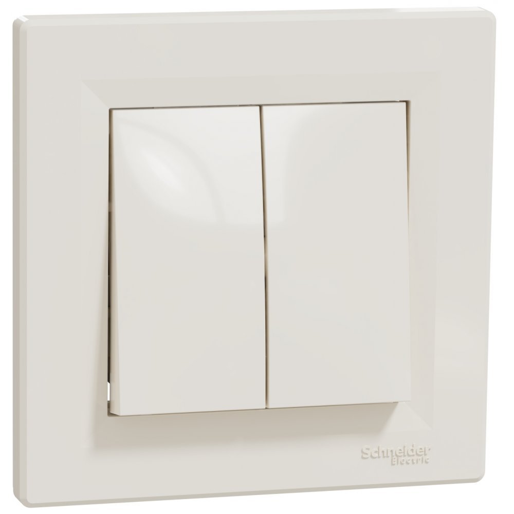 Intrerupator dublu cap scara 10A fara surub Schneider Asfora EPH0600123, crem