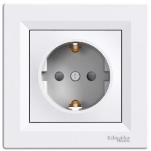 Priza simpla 2P+E, 16A cu obturatoare Schneider Asfora EPH2900221, alb