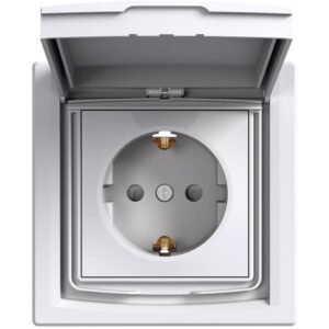 Priza simpla cu obturatoare si capac IP44 incastrata Schneider Asfora EPH3100321