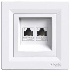 Priza date dubla RJ45 cat.6 UTP Schneider Asfora EPH4800121, alb