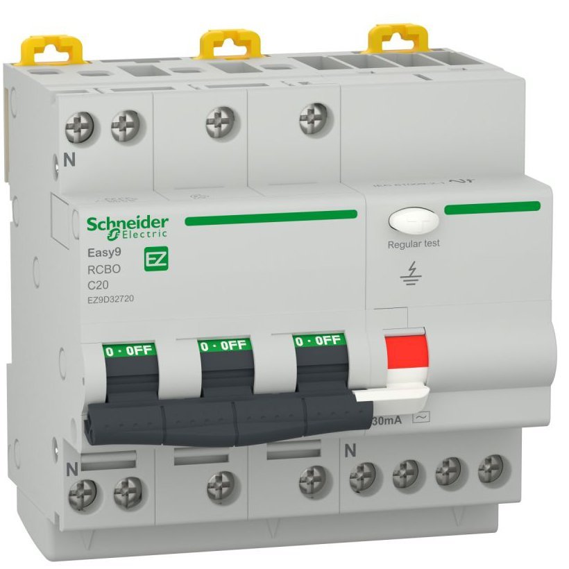 Intrerupator automat diferential RCBO Easy9 3P+N 20A/30mA 4500 AC Schneider EZ9D32720