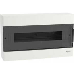 Tablou cu montaj aparent Easy9EU, 1×18 Module, usa fumurie, cu 2 blocuri terminale Schneider EZ9EUC118