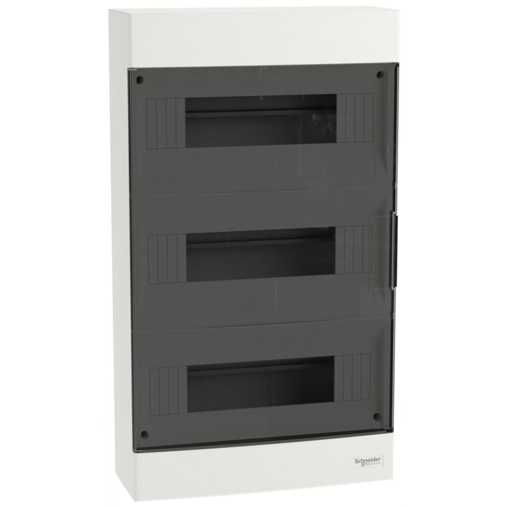 Tablou cu montaj aparent Easy9EU, 3×12 Module, usa fumurie, cu 2 blocuri terminale Schneider EZ9EUC312
