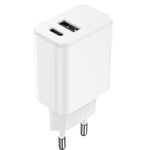Incarcator retea USB-C +USB a fast charging 20W – alb Setty GSM106083