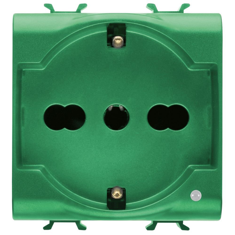 Priza 2M 16A standard italian/german pentru linii dedicate Gewiss Chorus GW10224, verde