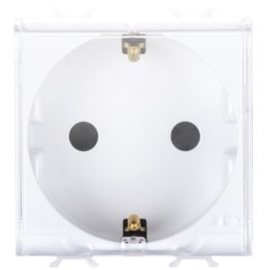 Priza cu capac transparent 2 module Gewiss Chorus GW10242, alb