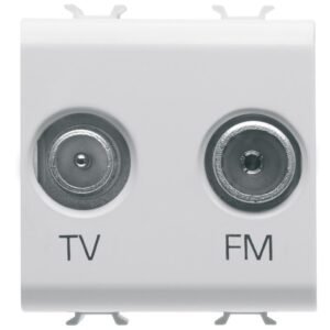 Priza 2 module TV+FM Gewiss Chorus GW10381, alb