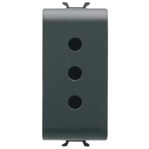 Priza italiana 1 modul Gewiss Chorus GW12201, 2P+E 10A – tip iesire P11, negru satin