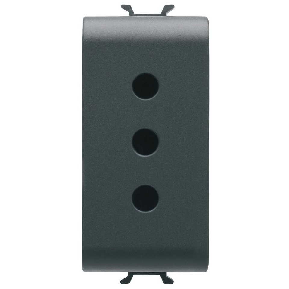 Priza italiana 1 modul Gewiss Chorus GW12201, 2P+E 10A – tip iesire P11, negru satin