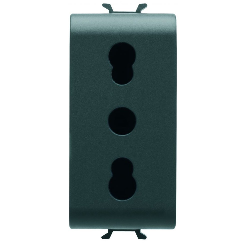 Priza standard italian 1 modul Gewiss Chorus GW12203, negru satin