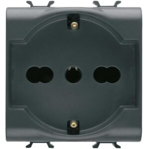 Priza 2M standard italian/german 16A Gewiss Chorus GW12204, negru satin