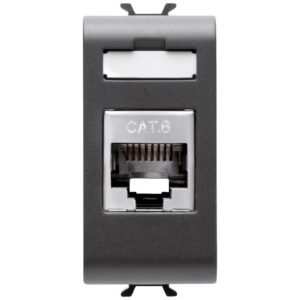 Priza RJ45 CAT6 FTP 1 modul Gewiss Chorus GW12424, negru satin