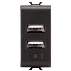 Sursa de alimentare 2xUSB 1 modul Gewiss Chorus GW12450, negru satin