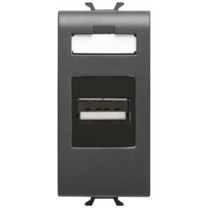 Priza USB 1 modul Gewiss Chorus GW12459, negru satin