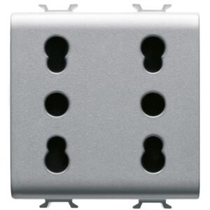 Priza dubla standard italian 16A 2 module Gewiss Chorus GW14208, titan