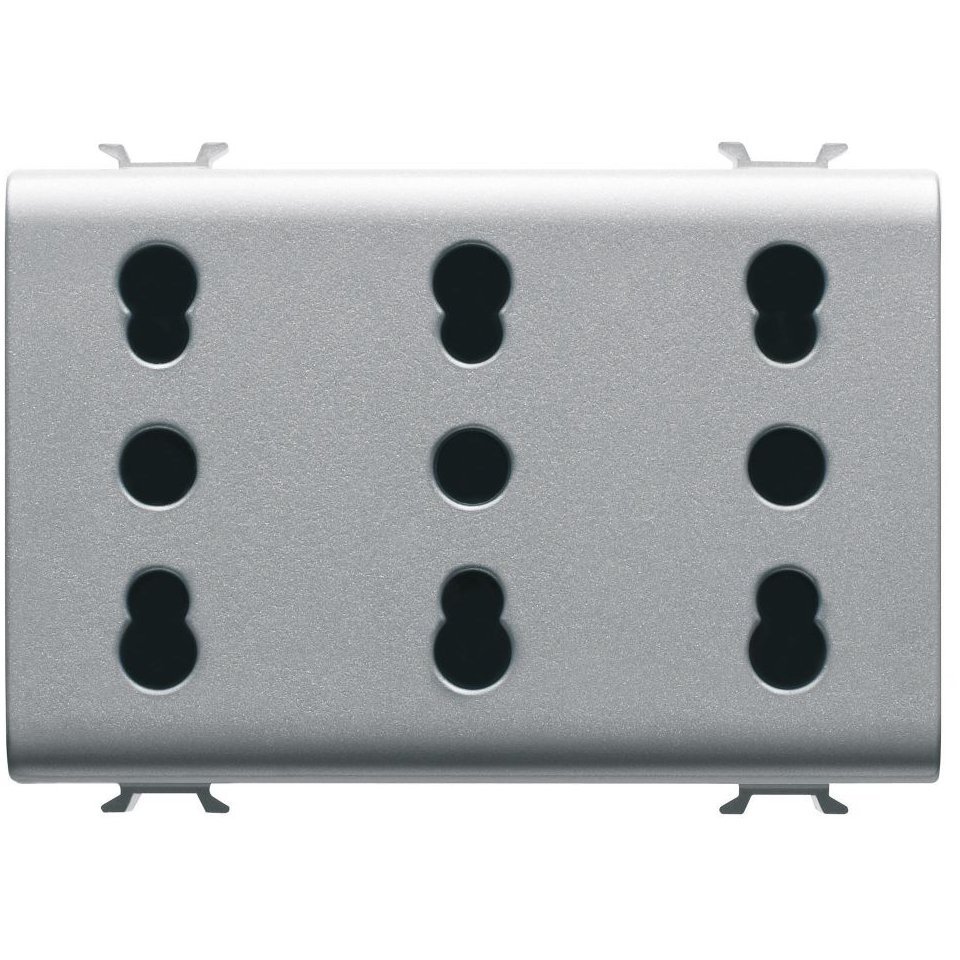 Priza tripla standard italian 3 module 16A Gewiss Chorus GW14209, titan