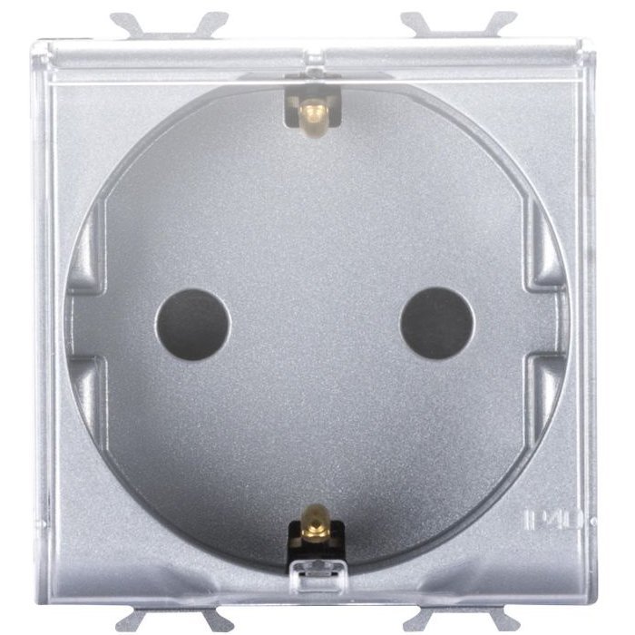 Priza 2 module cu capac transparent 16A Gewiss Chorus GW14242, titan