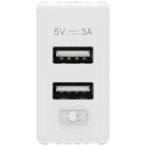 Incarcator USB tip A+A 3A 1 modul Gewiss System GW20362, alb