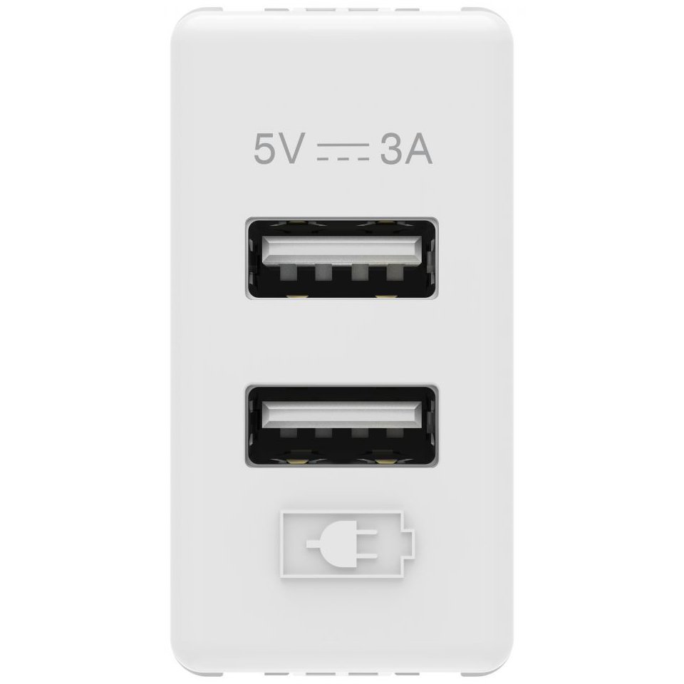 Incarcator USB tip A+A 3A 1 modul Gewiss System GW20362, alb
