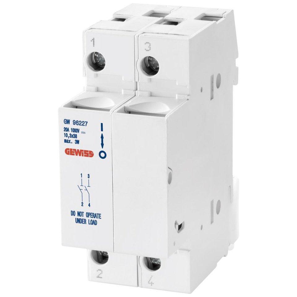 Portfuzibil 2P 10.3X38 1000V DC 20A Gewiss GW96227