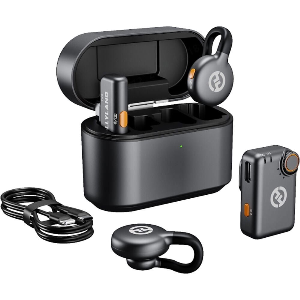 Hollyland Lark M2S Combo, Sistem microfon wireless, 2 persoane, 2.4 GHz, culoare Space Gray – Default Title