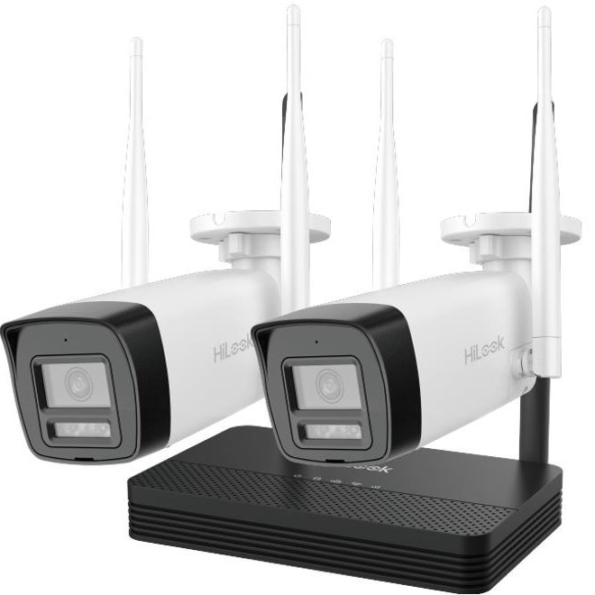 Kit 2 camere Wifi cu NVS HiLook IKS-2042BH-PH/W, 2MP, lentila 2.8mm, IR 30m, detectie miscare, microfon, difuzor