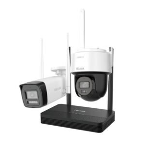 Kit supraveghere WiFi mixt HikVision Easy-Link HiLook IKS-2042BPH-PH/W, 2 MP, 2.8 mm, IR 30 / 25 m, lumina alba 25 m, microfon, difuzor, detectie miscare, slot card