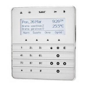 Tastatura LCD cu touch Satel INT-KSG-SSW, 3 butoane functionale, buzzer, functie MACRO