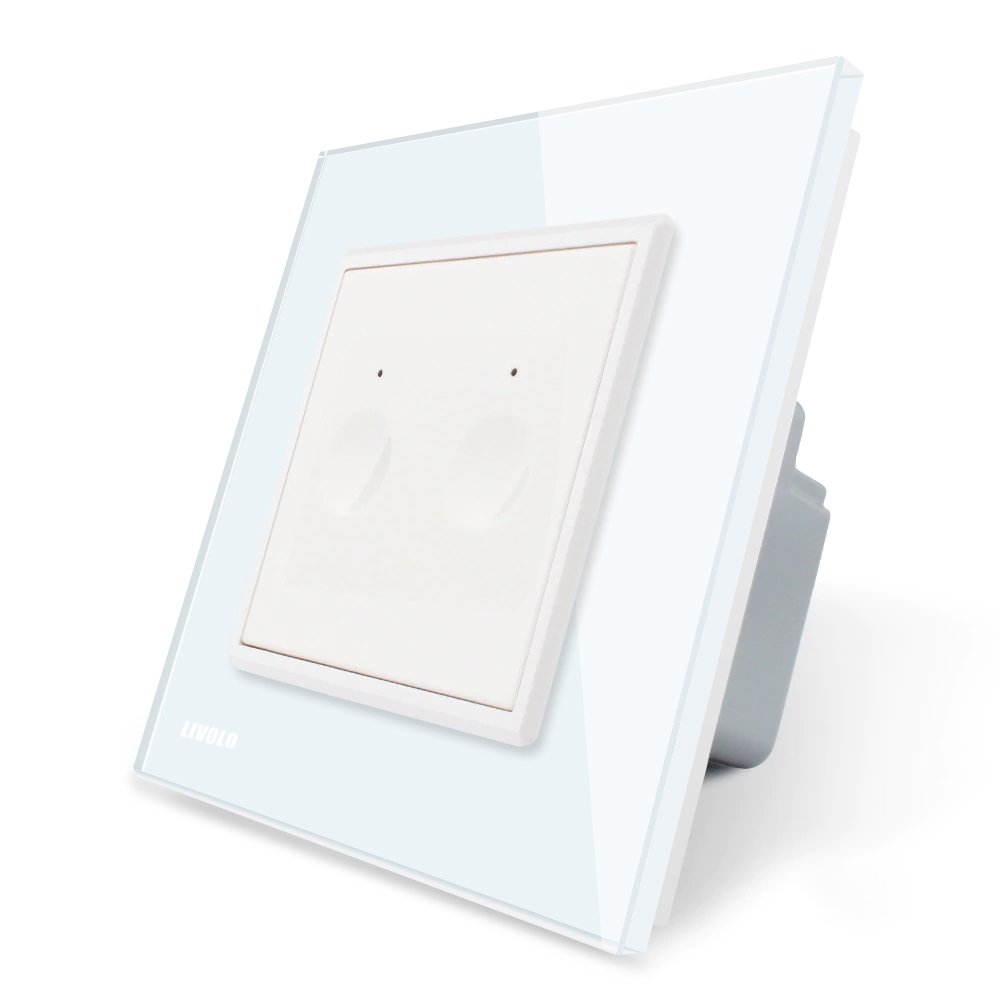 Intrerupator dublu cap scara / cap cruce wireless Livolo din sticla, Serie noua