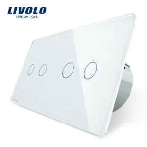 Intrerupator dublu + dublu cu touch Livolo din sticla