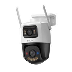 Camera supraveghere IP WiFi rotativa PT cu lentila duala Imou Cruiser Dual 2 Pro Aurora Active Deterrence IPC-S7XFP-8U0WED, 4 + 4 MP, 2 x 3.6 mm, IR/lumina alba 30 m, microfon si difuzor, lumina rosie-albastra de avertizare, slot card