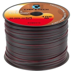 Cablu pentru difuzor, negru, cupru, 2 x 0.75 mm2, rola 100m, KAB0310
