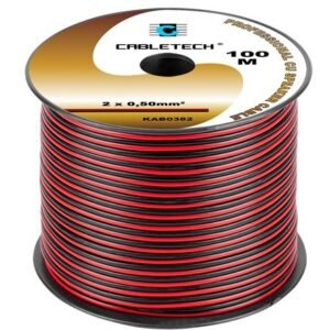 Cablu difuzor din cupru, 2 x 0.5 mm2, culoare negru-rosu, rola 100m, KAB0382