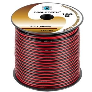 Cablu difuzor, cupru, 2 x 1.5 mm2, culoare negru-rosu, rola 100m KAB0385