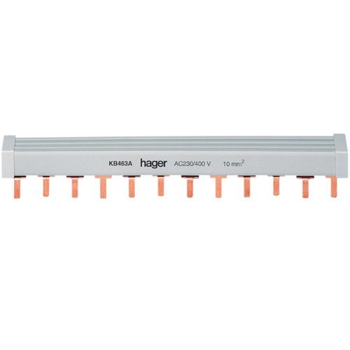 Bareta (busbar) cu pini P+N 12M 10mmp Hager KB463A, gri