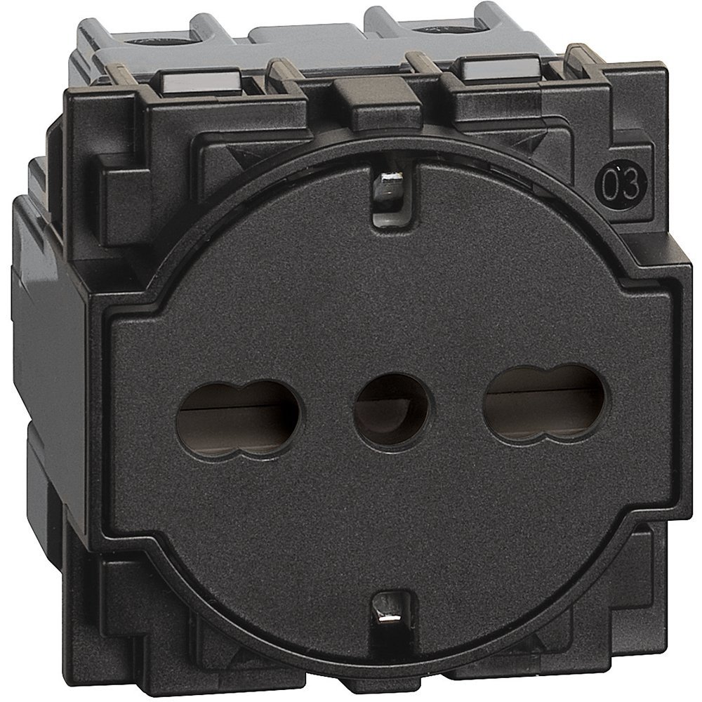 Priza 2M standard german/italian Bticino Living Now KG4140A16F, negru
