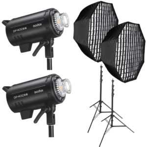 Kit 2x Godox DP400III-V Blit Studio Lampa Modelatoare LED cu stativ si softbox – Default Title