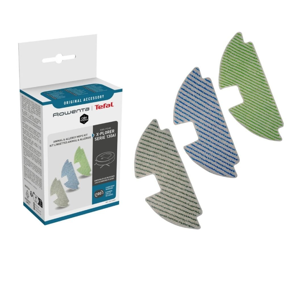 Kit 3 mopuri din microfibra Rowenta ZR130001  compatibile cu aspiratorul robot Rowenta X-Plorer S130 AI  seriile RR90xx