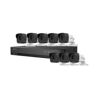 Sistem supraveghere exterior basic HikVision, 8 camere, 5 MP, IR 30 m, 2.8 mm, microfon