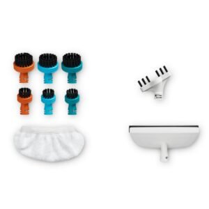 Kit 10 accesorii Rowenta ZR850003  cu 7 perii  1 racleta pentru geam si 2 fibre pentru racleta  compatibil cu aspiratorul cu abur Rowenta Clean & Stea